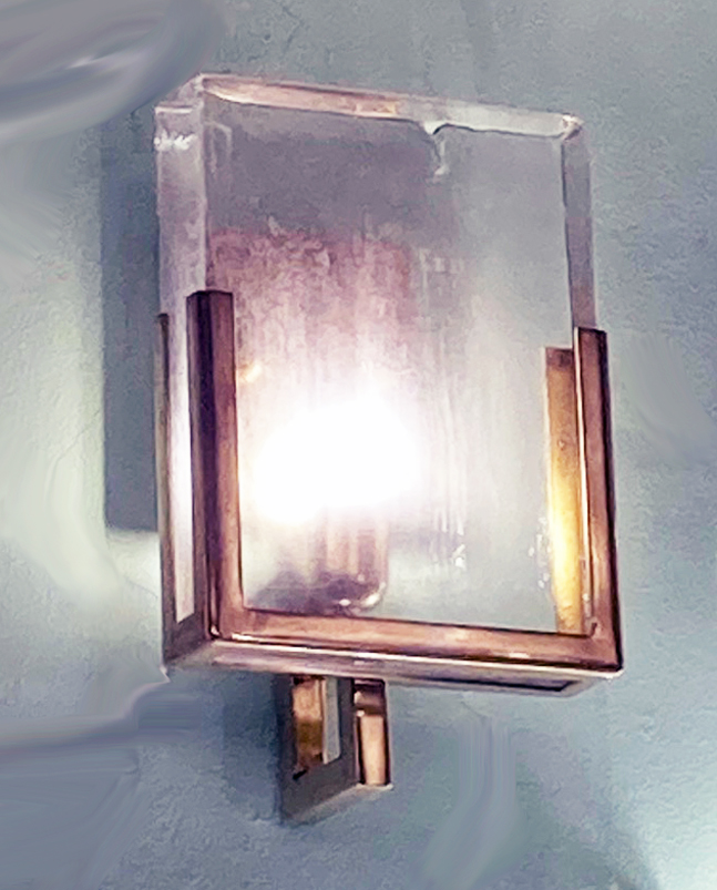 Applique Oro vetro ret con struttura in ottone e diffusore in vetro del XX Secolo Anni 70 Vintage. Opera d'arte esemplare - Robertaebasta